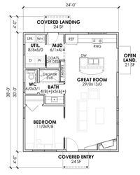 Modern Style House Plan - 1 Beds 1 Baths 720 Sq/Ft Plan #1105-1 - Houseplans.com