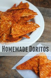 These homemade Doritos style chips are perfect for snack time! You'll love the familiar cheesy flavor, crunch, and ingredients you can recognize!