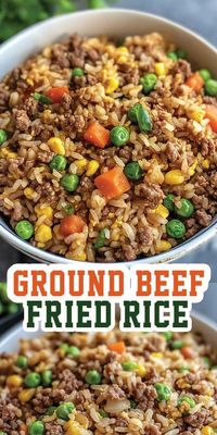 Ground Beef Fried Rice Ingredients: 1 lb ground beef 3 cups cooked rice (day-old rice works best) 2 tablespoons vegetable oil 1 onion, diced 2 cloves garlic, minced 1 cup frozen peas and carrots mix 2 eggs, beaten 3 tablespoons soy sauce 1 tablespoon oyster sauce (optional) 1 tablespoon sesame oil Salt and pepper to taste 2 green onions, sliced for garnish #groundbeef #easyrecipes #camilarecipes