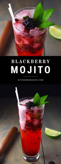 Blackberry mojito recipe made with fresh muddled mint, limes, and blackberries.