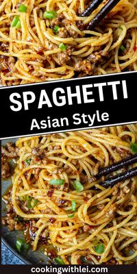 Bored of the red tomato sauce pasta? Try these Asian-style ground beef spaghetti