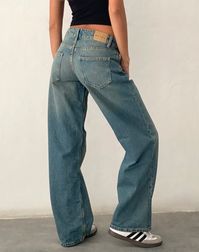 Vintage Blue Green Low Rise Jeans | Parallel – motelrocks-com-us