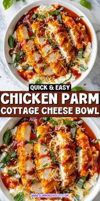 Indulge in Italian flavors with this Chicken Parm Cottage Cheese Bowl! Easy to make and packed with protein, it's perfect for a quick dinner. Check out the recipe now!