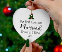 Personalized Our First Christmas Married Christmas Ornament, Custom Christmas Ornament, Wedding Gift, Christmas Gift for Newlyweds, Shower by VegetableLane on Etsy