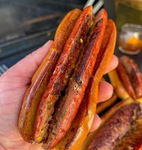 Smash Burger or Jalapeño Cheddar Sausage dog? • - @traegergrills Flatrock - @stpierreusa Brioche Buns - @hardcorecarnivore Jalapeño Cheddar Sausage • #smashburger #jalapenocheddarsausage #smokedsausage #traegergrills