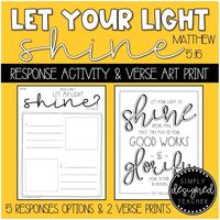 Let Your Light Shine Response Activity and Bible Verse Art | TPT