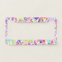 Cute colorful abstract flowers patterns license plate frame | Zazzle