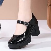 Fashion, Classic Platform Mid Heel Mary Jane Square Toe Oxfords Dress Shoes Size 41 Color Black New No Box 1/A