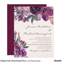 Elegant Lilac Plum Purple Floral Script Wedding Invitation