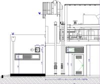 The transverse section view of the waste water treatment industrial building - Cadbull