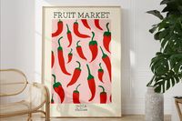 Chilli Print Fruit Market Print Unframed - Etsy UK