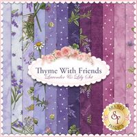 Thyme With Friends 12 FQ Set - Lavender - Each piece measures approximately 18 x 21. This fabric is cute and so is the brand name ;)