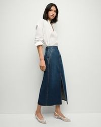 Patricia Denim Maxi Skirt in Blue Denim | Veronica Beard