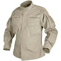 This quality, heavy wearing and comfortable Combat Patrol Uniform (CPU)        shirt features two way front zipper, a back slit, six pockets, elbow        patch reinforcements on each arm and Hook-and-loop plates for attachment of        patches. Suitable for general forces personnel and cadets. Ideal for        airsoft and paintball enthusiasts or fishing and hunting.                           Mandarin collar with Hook-and-loop closure and soft fleece inside                        Zipped front