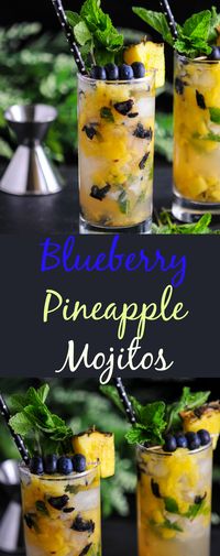 Blueberry Pineapple Mojitos craft cocktails #pineapple #blueberry #cocktail #mojito