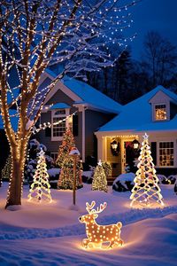 Make a lasting holiday impression with outdoor trees, oversized ornaments, and spectacular lights.
