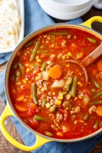 Ground Turkey Vegetable Soup - This yummy veggie soup with ground turkey recipe is easy and healthy!