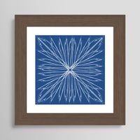 Exploding geometric Boho pattern design. blue, white, blue-white, indigo, navy, deep-blue, Boho, arrows. Framed Art Print