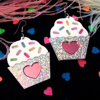 Cupcake and Sprinkles Earrings, Laser Cut Acrylic, Plastic Jewelry - Etsy