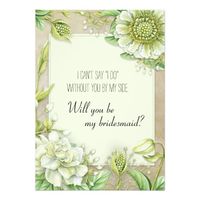 White Floral and Greenery on Brown Bridesmaid Card