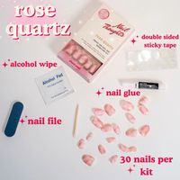 Show off your fingers this Valentine's Day with a stunning Rose Quartz Press-On manicure that's perfect for the on-the-go woman! With nail glue, nail file, alcohol wipe, sticky tape and 30 nails you can have the perfect manicure last and last! These pink, rose quartz designs are effortless to apply and provide a ready-to-wear finish that won't chip or smear. Don't miss out on these stylish, easy-to-use nails. Follow the link and get yours today!