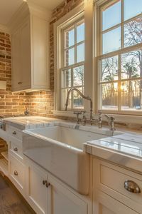 Add Character with a Brick Backsplash in Your Farmhouse Kitchen - Quiet Minimal