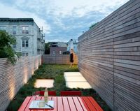 This modern horizontal fence is so dreamy. I love the grey patina of the wood...the consistency of the spacing...the straight, smooth horizontal lines. Winner, winner. #backyard #fence inspiration via www.L-2-Design.com