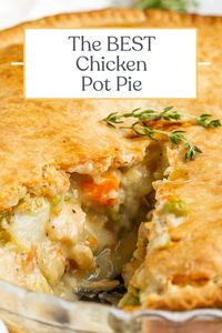 This chicken pot pie is truly the BEST ever! A creamy, savory filling is packed with tender chicken, fresh veggies, and a curated blend of spices. The flaky, buttery crust makes this chicken pot pie irresistible, comforting, and a family-favorite!