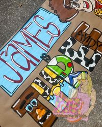 #thirdbirthdayparty #threeyearsold #toystory #birthdaypartytheme #kidsbirthday #paintedbanner #paintedbirthdaybanner #toystorybanner