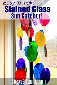 Add a bit of fun color to your window and learn how to make a beautiful and easy DIY faux stained glass sun catcher! A great craft for kids or adults. #ideasforthehome #kenarry