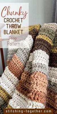 Add some texture to your living room or bedroom with this free chunky crochet throw blanket pattern. With its soft and plush feel, this blanket is perfect for snuggling up on the couch or adding a touch of comfort to your bedding. What are you waiting for? Get started on this free crochet pattern.