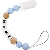 Amazon.com: Pacifier Clip Personalized Name, Ausbay Handmade Holder Teething Silicone Beads Toys for Baby Boys Girls Toddlers (Baby Blue) : Handmade Products