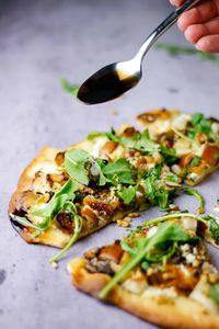 Fig, Pear, Walnut, Brie, Honey and Goat Cheese Pizza - The Littlest Crumb