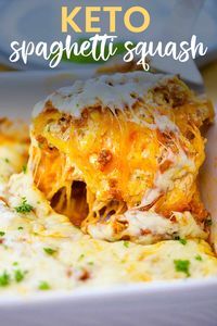 We turned our favorite million dollar spaghetti into a low carb meal! This spaghetti squash casserole is cheesy, hearty, and a major family favorite. Just 8 net carbs serving.