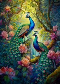 Beautiful 'Two beautiful peacock' Poster Print by Krishnendu Roy ✓ Printed on Metal ✓ Easy Magnet Mounting ✓ Worldwide Shipping. Buy online at DISPLATE.