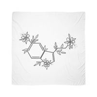 Microfiber polyester silky scarf with a slightly transparent effect. Vivid one side print, visible on the reverse. serotonin molecule with flower