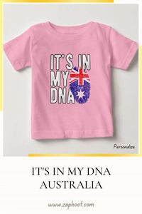 T-shirt Australia It's In My DNA - Personalize T-shirt black Australia 'It's in My DNA' Baby t-shirt sizes from 0 to 24 months, Personalize (or not). Great shirt to wear for Australia Day or any day of the week, show you are proud to be an Australian. Just choose the colour, Personalize, easy as that. Available in Vivid Print. Give to someone you love as an Australian Day gift. Check out store's Discounts.