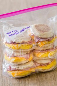 Make-Ahead Freezer Breakfast sandwiches are perfect for busy mornings and ideal for camping! Freezer-friendly breakfast sandwiches is breakfast meal prep. | #breakfastsandwiches #freezerbreakfastsandwiches #breakfastmealprep #mealprep #mealplanning #breakfast #freezerfriendlymeals #natashaskitchen