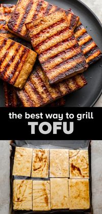 This Grilled Tofu recipe marinates thick slabs of tofu in a delicious marinade before they’re charred to perfection on the grill. It’s an easy way to cook tofu and one of the best plant proteins for grilling season!