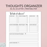 Brain Dump Printable Thought Organizer A4 A5 Letter - Etsy Netherlands