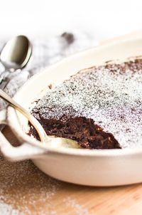 Ina Garten's Brownie Pudding is a rich chocolate dessert with a crispy, crackly crust and a dense, spoon-able center. It's like a deep-dish flourless chocolate cake! #easy #dessert #recipe #brownie #pudding #chocolate #pantry