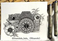 Difficulty: Medium  Analogue camera. Modern Designs in Mandala Drawings. Click the link in the image, for more art from Hitanshi.  Fineliner Ink Pen and paper.