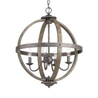 Bestow a good-looking texture to your residence with this Home Decorators Collection Keowee 4-Light Artisan Iron and Elm Wood Orb Chandelier with Accents.