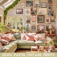 1200+ Vintage Gallery Set, Bundle Wall Art, Eclectic Maximalist Prints, Farmhouse Kitchen Wall Decor, Antique Oil Paintings, Trendy Posters Transform your space into a serene haven with our collection of 1200+ vintage digital prints. Inspired by the whimsical charm of cottagecore and the timeless elegance of English cottage decor, each print exudes a sense of nostalgia and tranquility.  Perfect for creating a captivating gallery wall or adding a touch of vintage flair to any room, these printabl