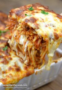 Million Dollar Spaghetti Casserole is an easy hearty casserole that is both budget-friendly and easy to make. This casserole is simple and a great way to feed a family or a crowd!