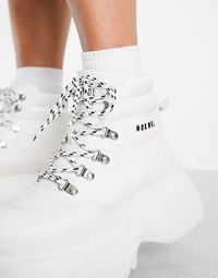 NOKWOL Scared high top chunky trainers in white | ASOS