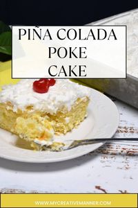 Indulge in a taste of the tropics with our irresistible pina colada poke cake. This moist cake is poked then filled with a coconut pudding filling, topped with crushed pineapple and a rum flavored whipped topping. A sprinkling of sweetened coconut flakes finish this amazing dessert off.