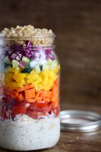 Fresh veggies, couscous, chicken and Tzatziki sauce make one beautiful and tasty grain bowl! Good for meal prep too! #grianbowl #tzatziki #couscous #mealprep #recipe #healthy #veggies | zestedlemon.com