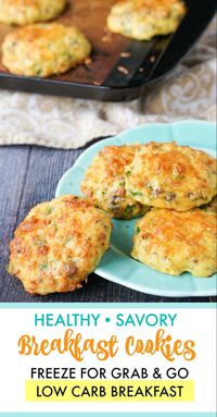 Healthy Savory Breakfast Cookies - these low carb keto breakfast cookies are so easy to make and freezable too! | MyLifeCookbook.com #healthybreakfast #lowcarb #keto #savorycookie