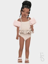 Sims 4 CC Toddler Beach Aesthetic Lookbook with all cc linked!